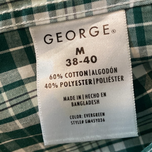 GEORGE Men’s short sleeve shirt. Sz M 38-40. Like new. Green/white - Picture 5 of 5